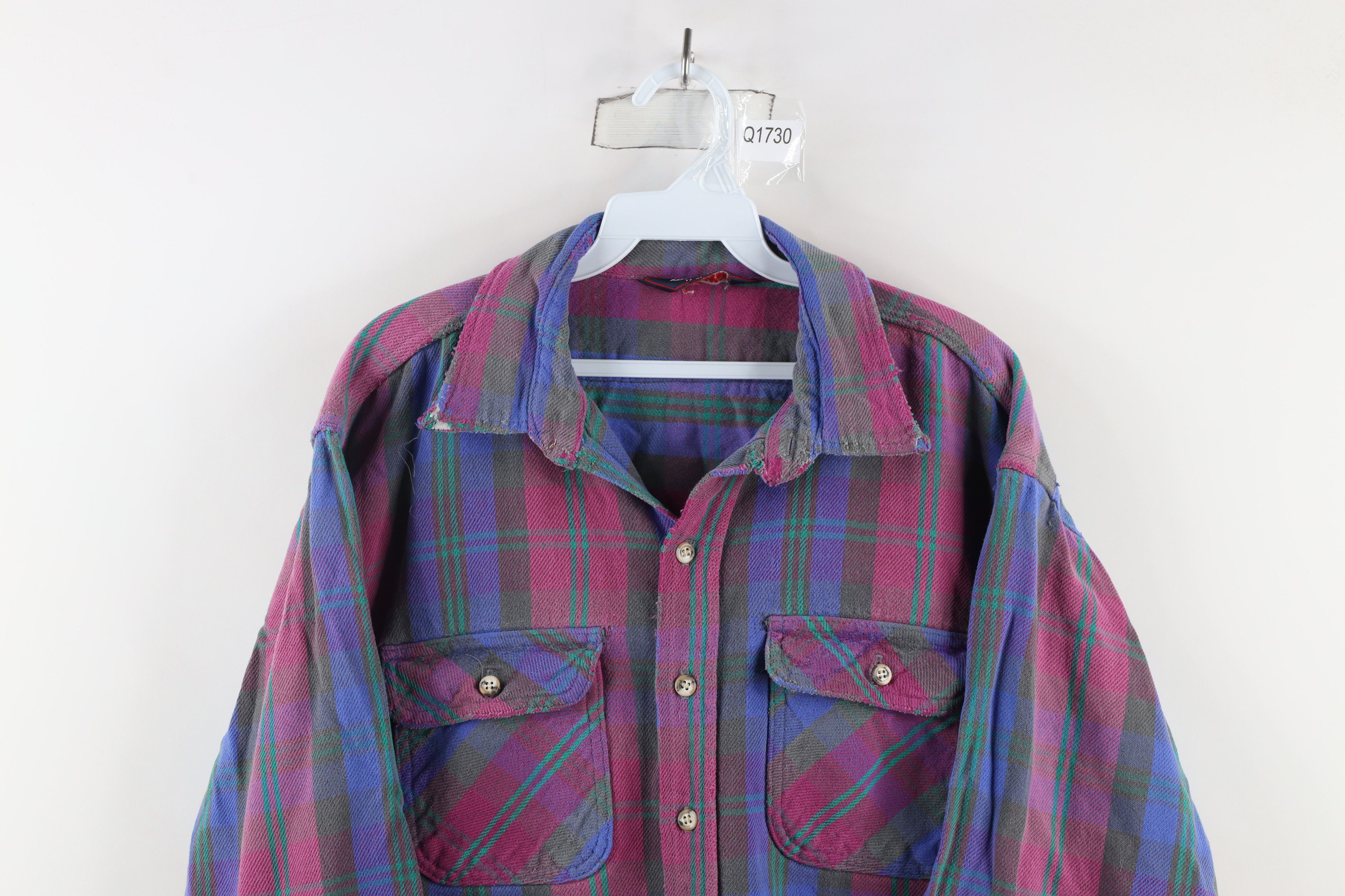 Vintage Vintage 70s Streetwear Flannel Button Shirt Plaid USA Size US XL / EU 56 / 4 - 2 Thumbnail