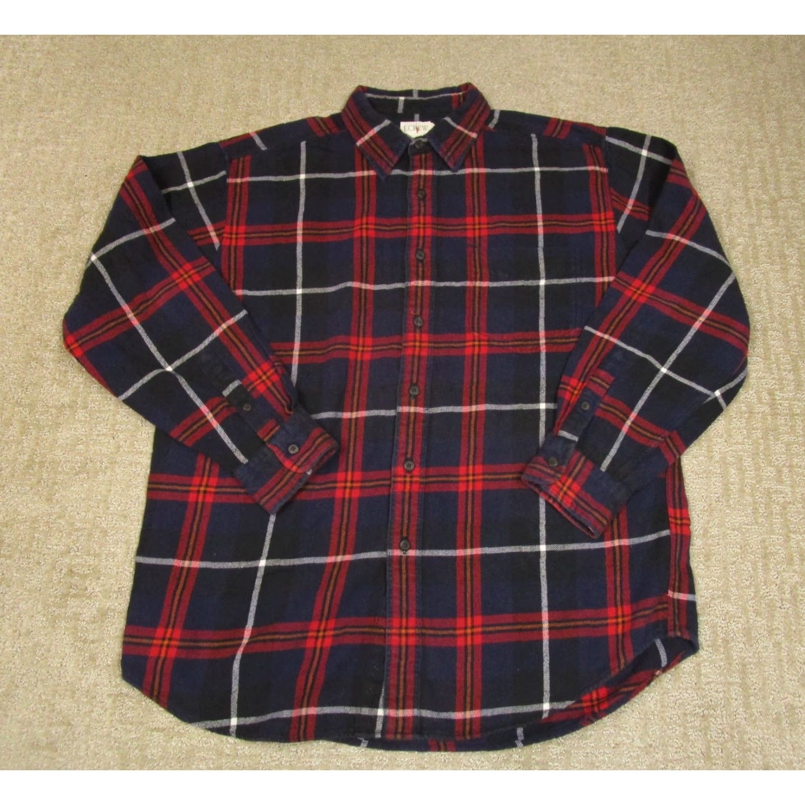 J.Crew VINTAGE J.CREW Shirt Men L Blue Plaid Oarsman Flannel Long Sleeve 90s Button-Up COTTON, KNIT, OUTDOOR Mens Size US L / EU 52-54 / 3 - 2 Thumbnail
