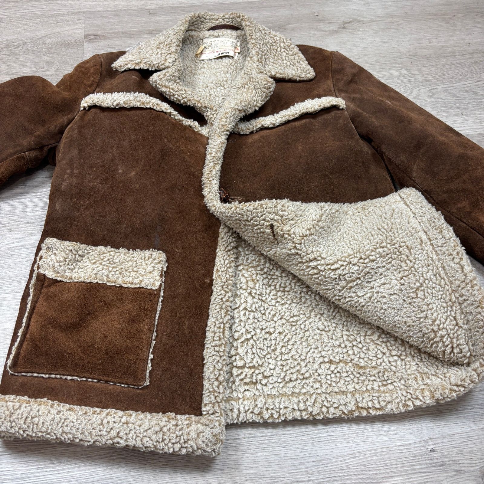 Schott × Vintage VTG Schott Bros NYC Rancher Western Shearling Suede Coat 40 Size US M / EU 48-50 / 2 - 10 Thumbnail