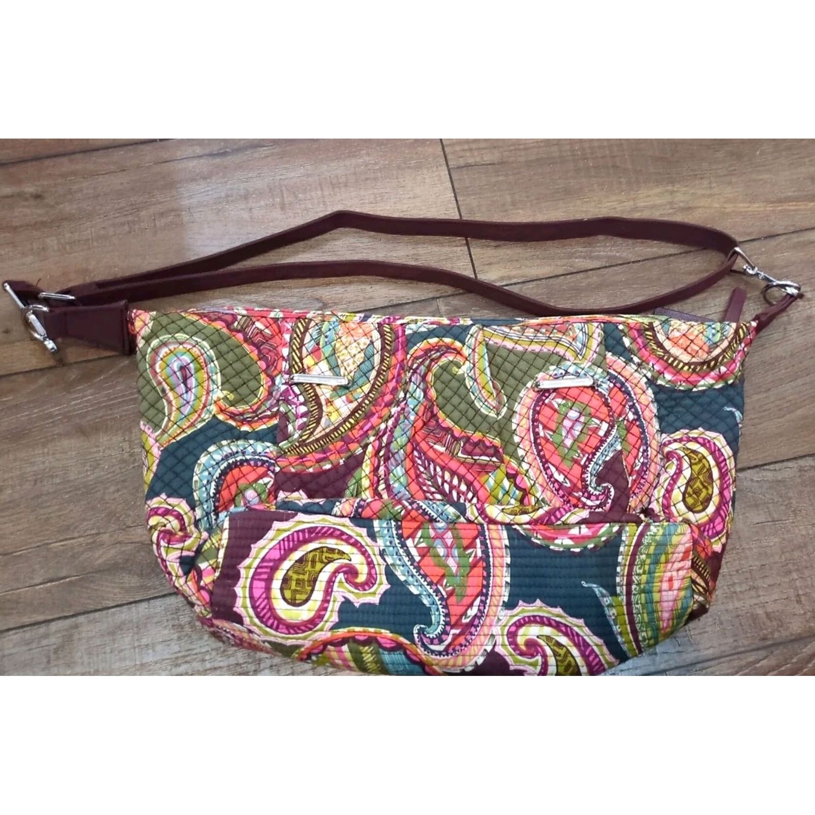 Vera Bradley Vera Bradley Crossbody Purse Paisley Womens Medium Brown Purple Multicolor Cotton Crossbody Women Medium Size ONE SIZE - 3 Thumbnail