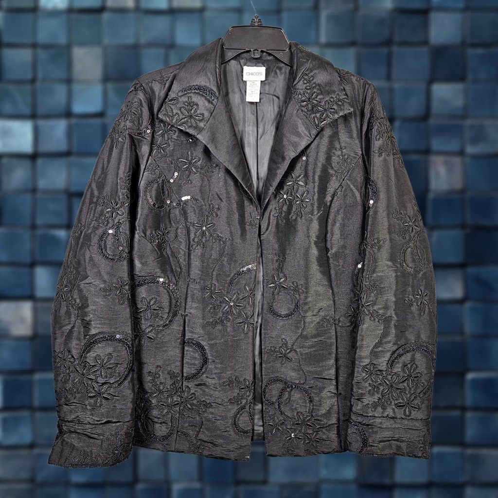 Vintage Chico's Women’s Black Embroidered Lined Jacket Size 1 Jacket Women Black Embroidered Lined Chico's Size 1 Regular Casual Outdoor Runtime: 1 Size XS / US 0-2 / IT 36-38 - 1 Thumbnail