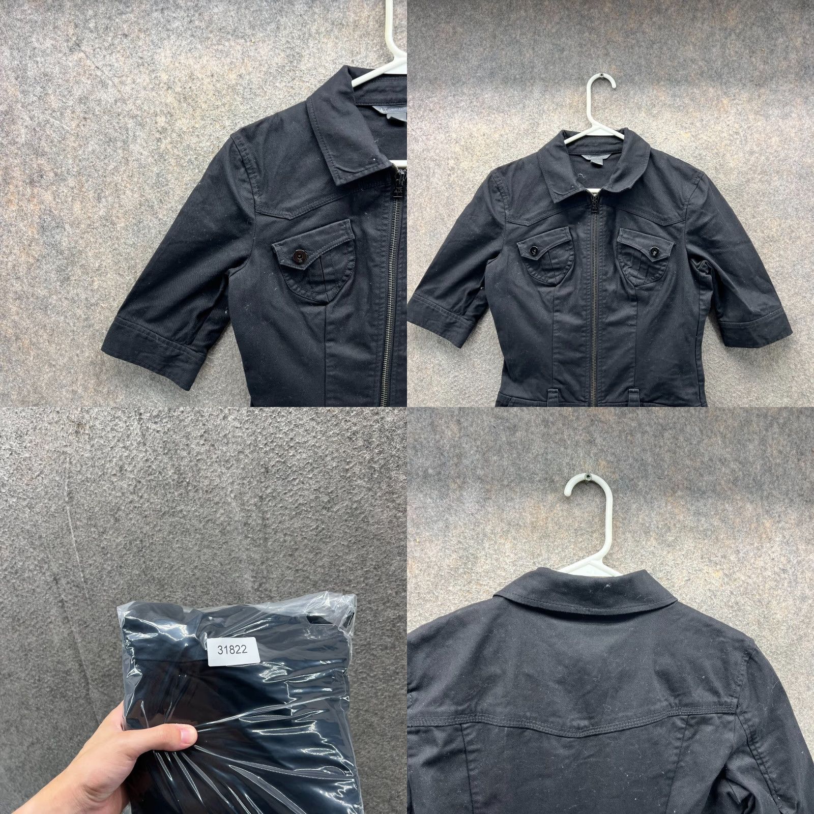 Armani Exchange Armani Exchange Dress Womens 6 Black Zip Up Utility Stretch Shirt Short Sleeve Dress Mens Womens Girls Boys Size M / US 6-8 / IT 42-44 - 8 Thumbnail