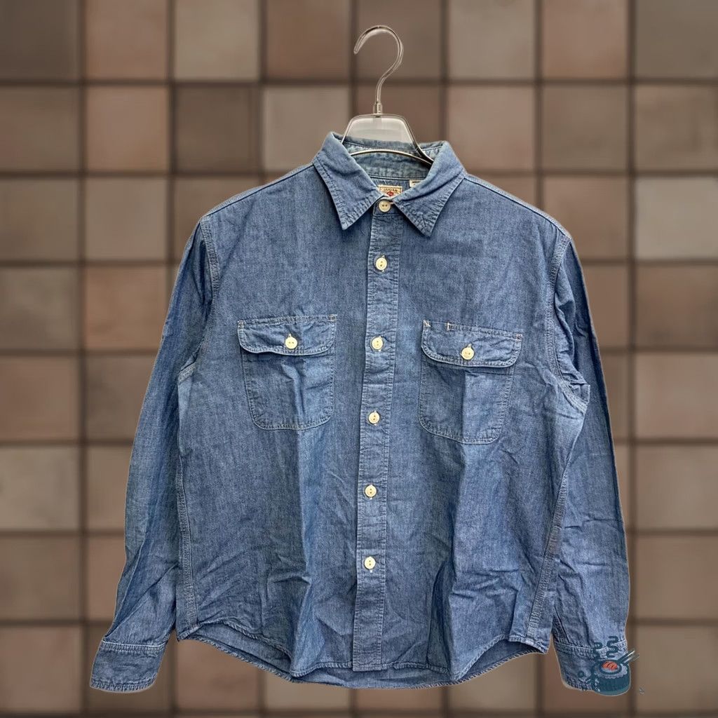 Sugar Cane SUGAR CANE Chambray Work Shirt Indigo M Men Button-Up SC25677 Size US M / EU 48-50 / 2 - 1 Thumbnail