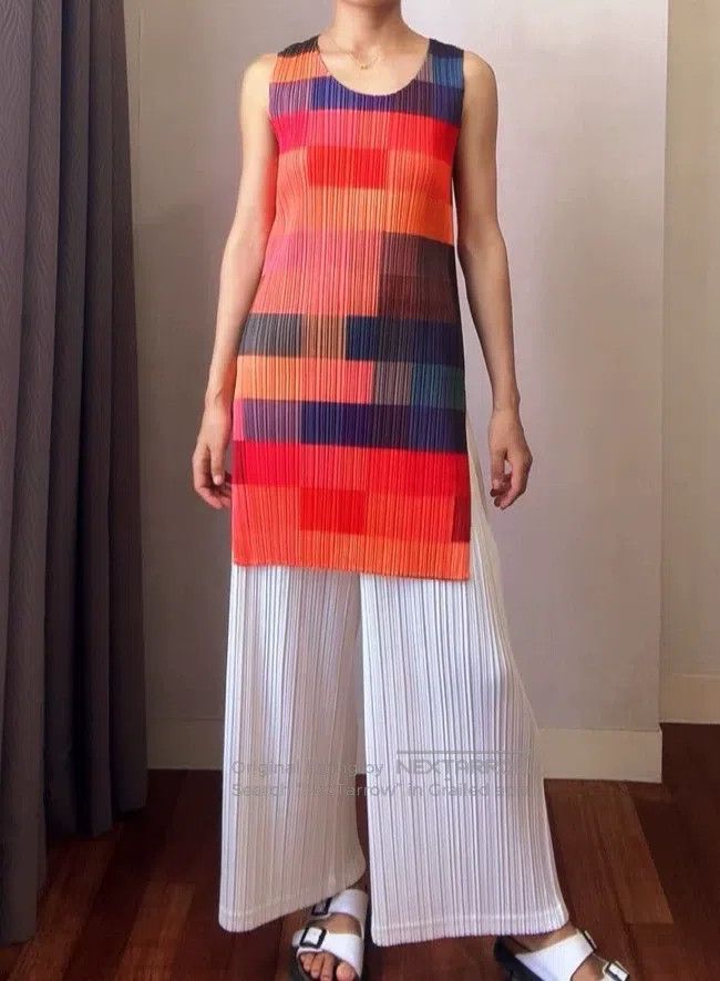 Issey Miyake Issey Miyake Color Block Camisole Dress Size L / US 10 / IT 46 - 1 Thumbnail