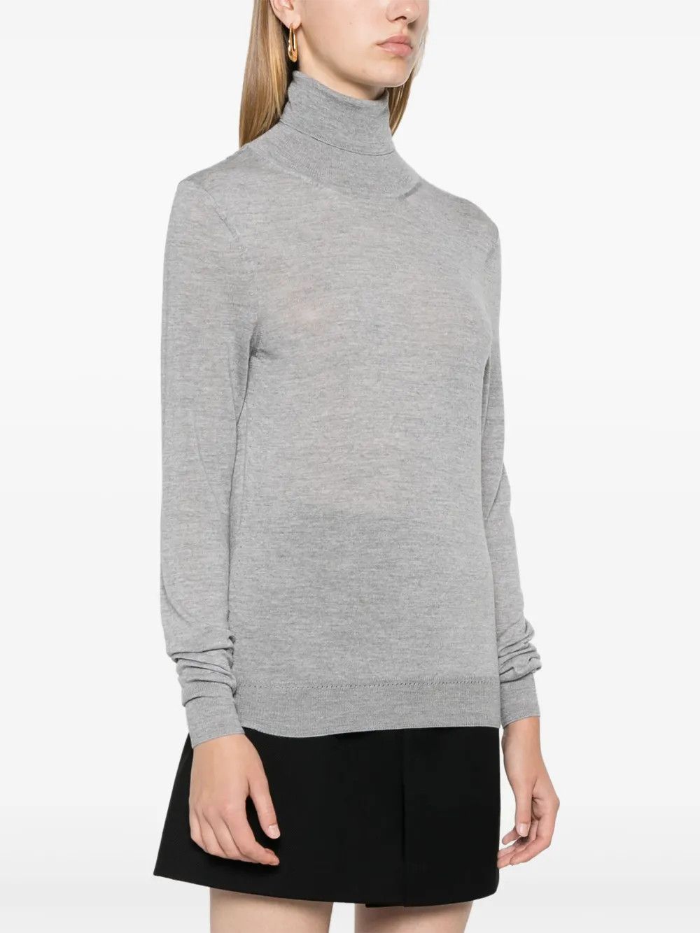 Saint Laurent Paris o1y0126 Turtleneck Sweater in Light Gray Size L / US 10 / IT 46 - 3 Thumbnail