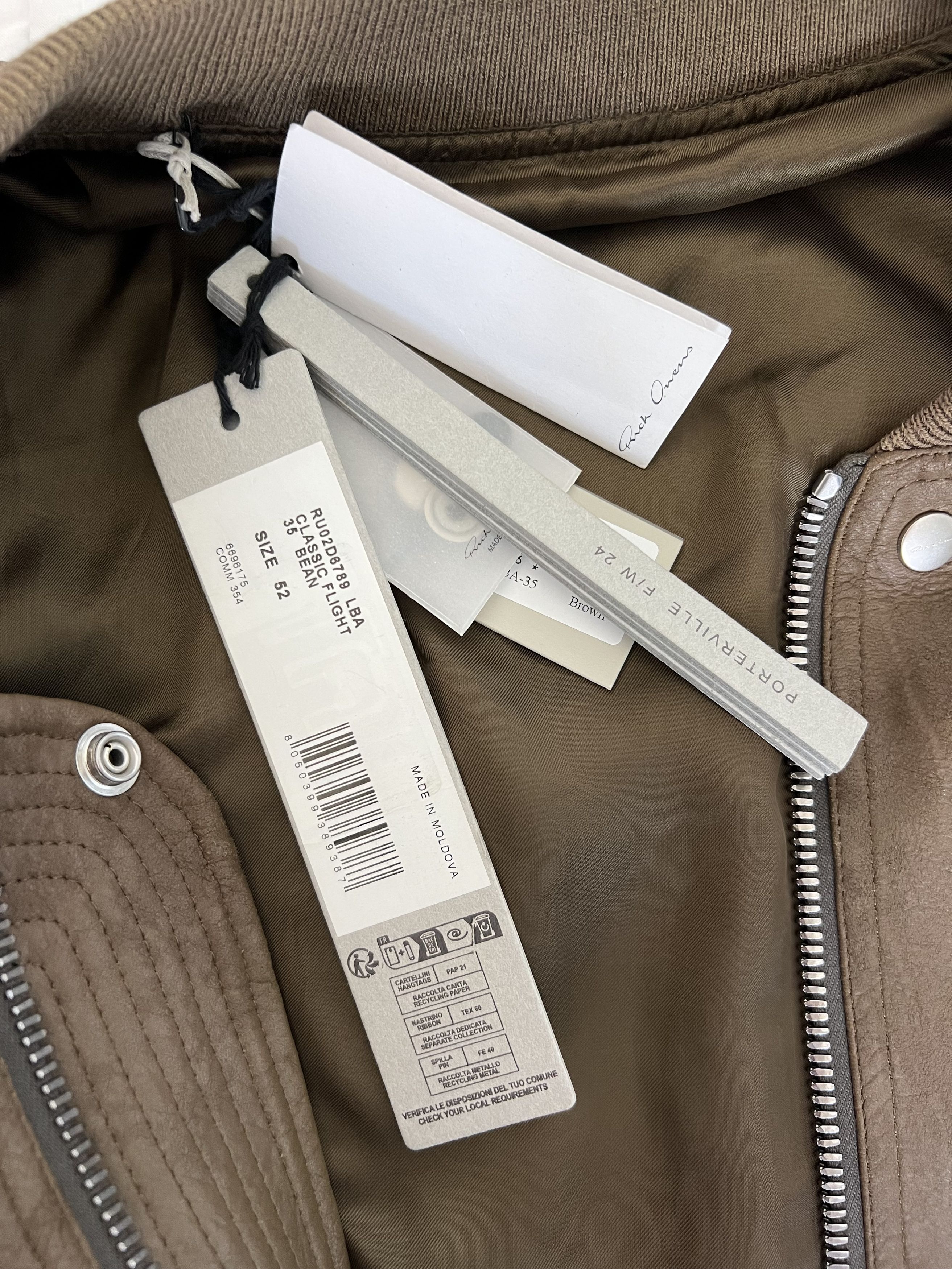 Rick Owens Rick Owens Classic Leather Flight Jacket in Bean Brown Size US L / EU 52-54 / 3 - 9 Thumbnail