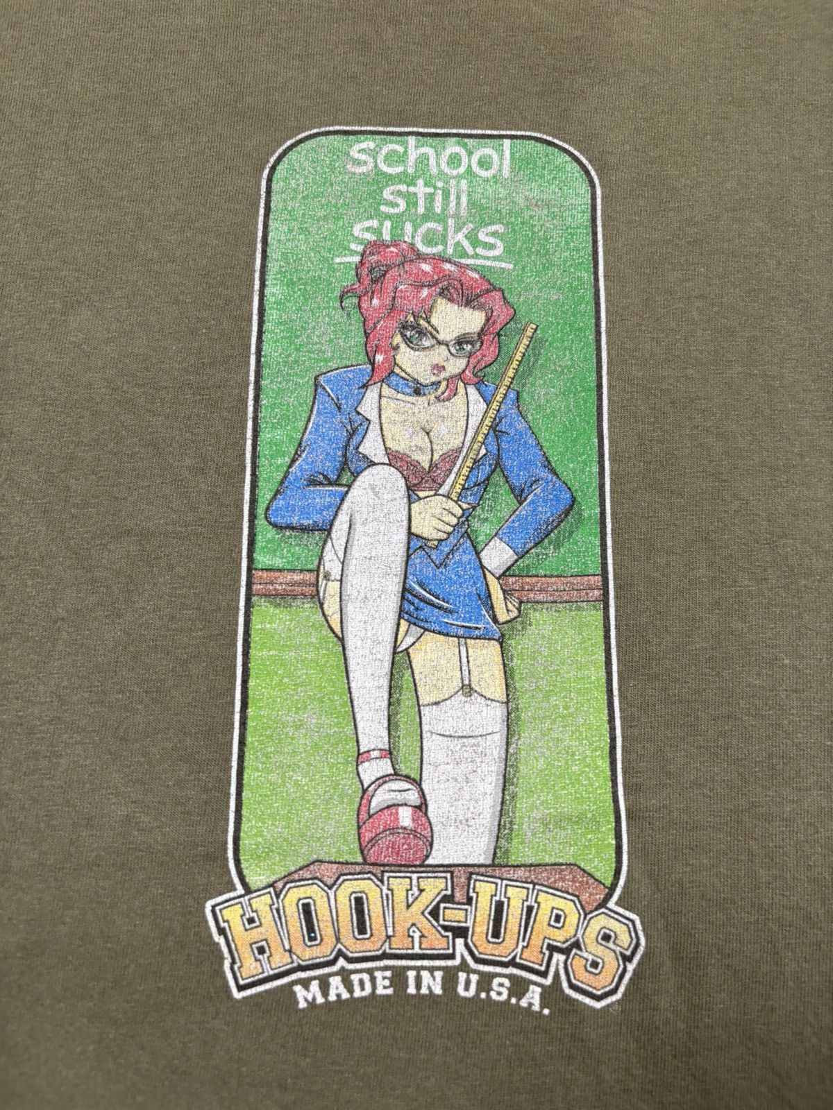 Hook-Ups Vintage Hook-Ups “School Still Sucks” 90s Anime Graphic Tee Size US L / EU 52-54 / 3 - 7 Thumbnail