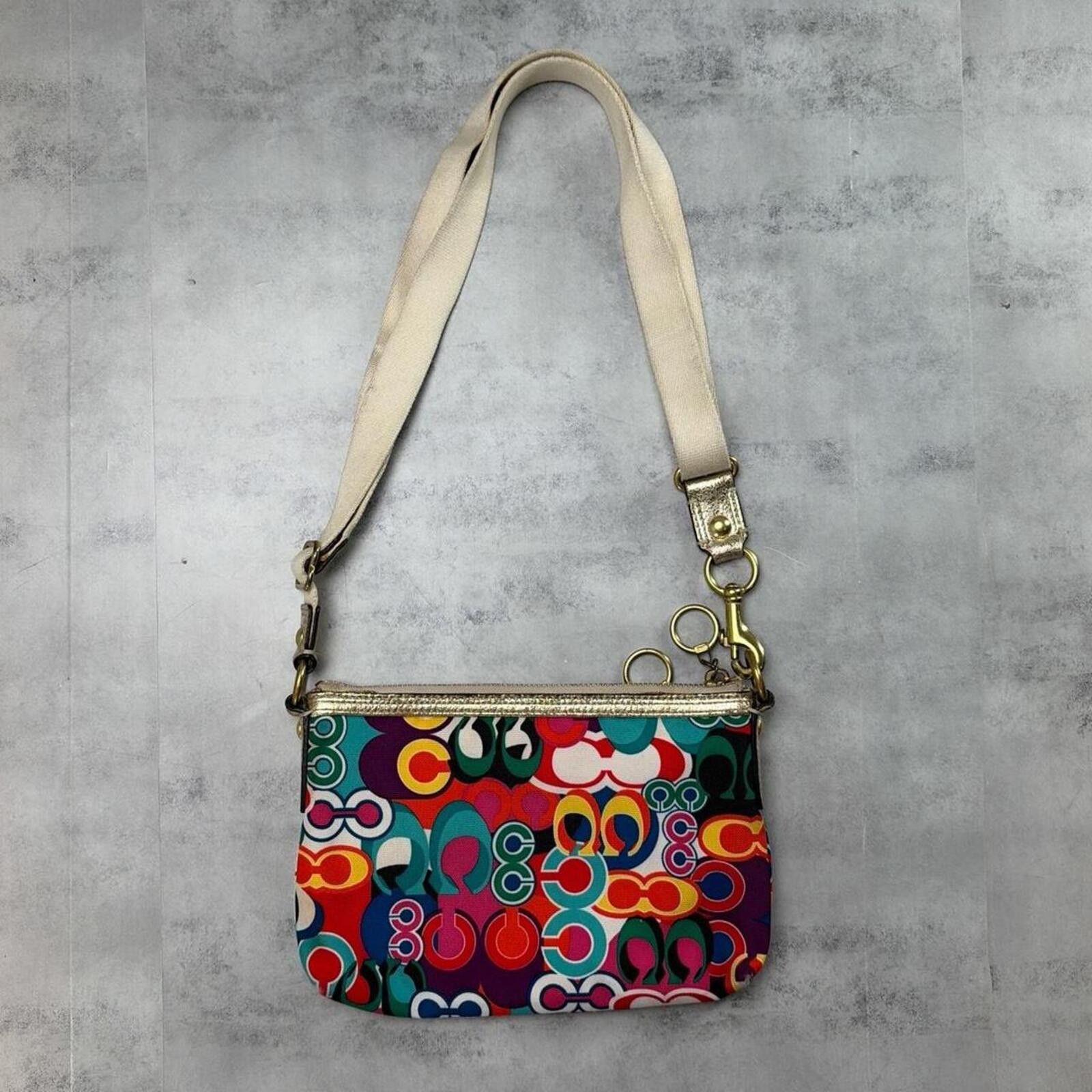 Coach Y2K Coach Multicolor Signature Print Canvas Zip Shoulder Bag Size ONE SIZE - 2 Thumbnail