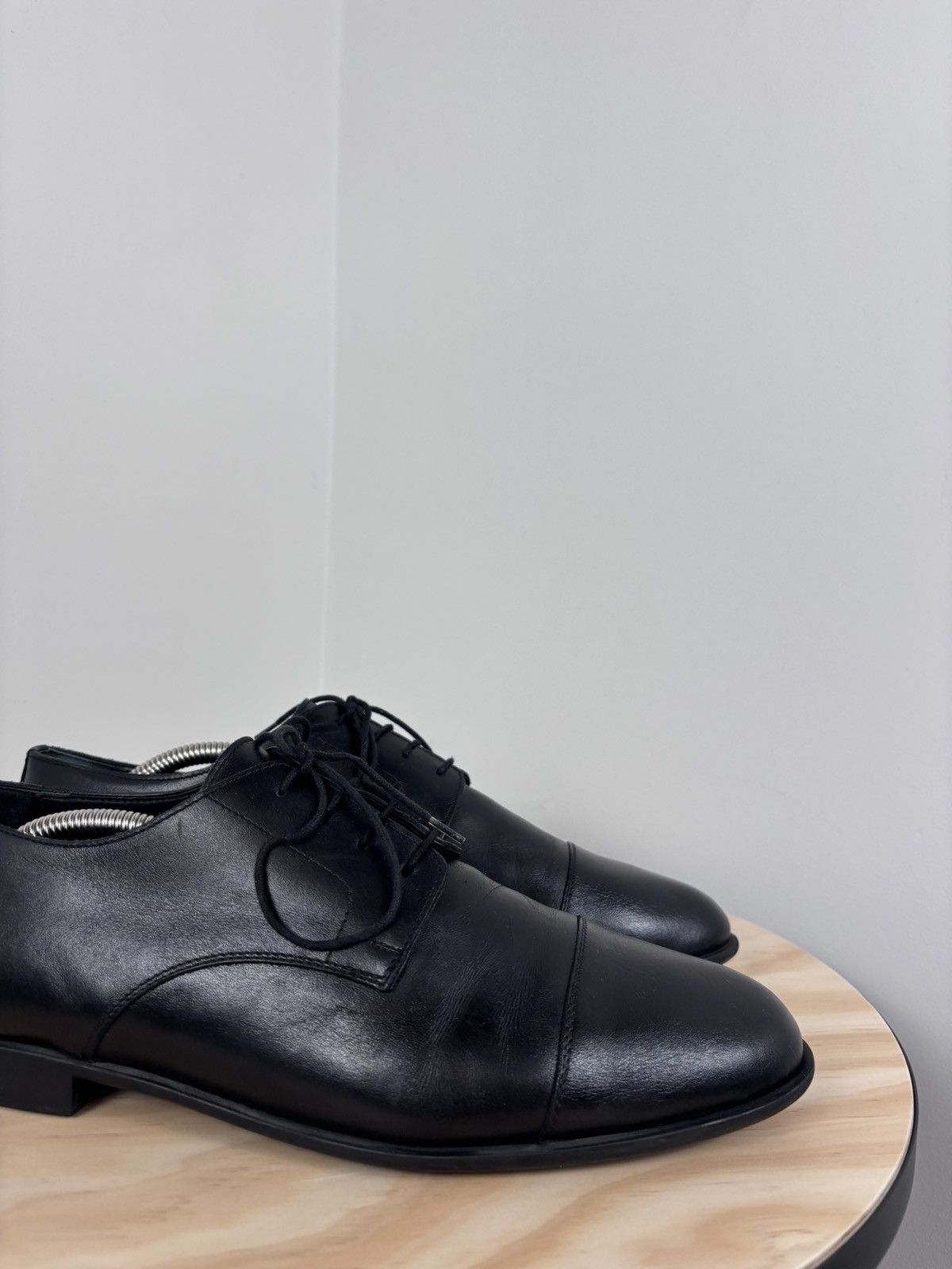 Hermes Hermes Men’s Black Leather Cap Toe Derby Dress Shoes Size US 8 / EU 41 - 3 Thumbnail