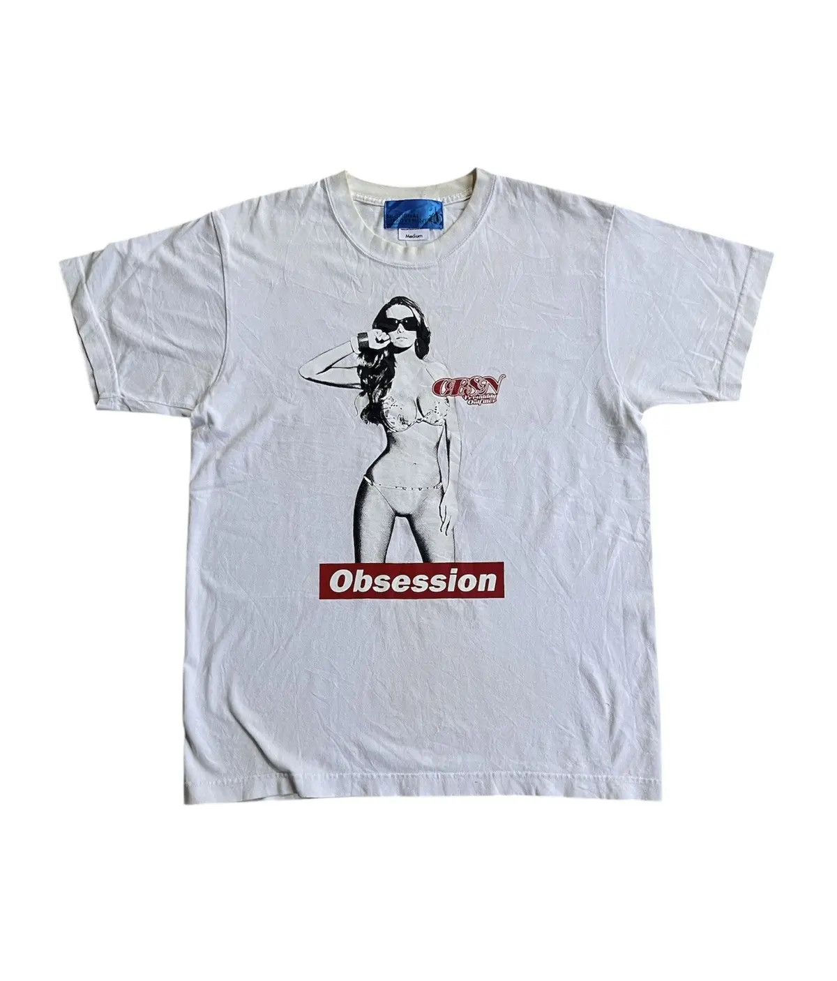 Japanese Brand Vintage Obsession Pin-up Girl Graphic T-Shirt Box Logo Style Size S / US 4 / IT 40 - 1 Thumbnail