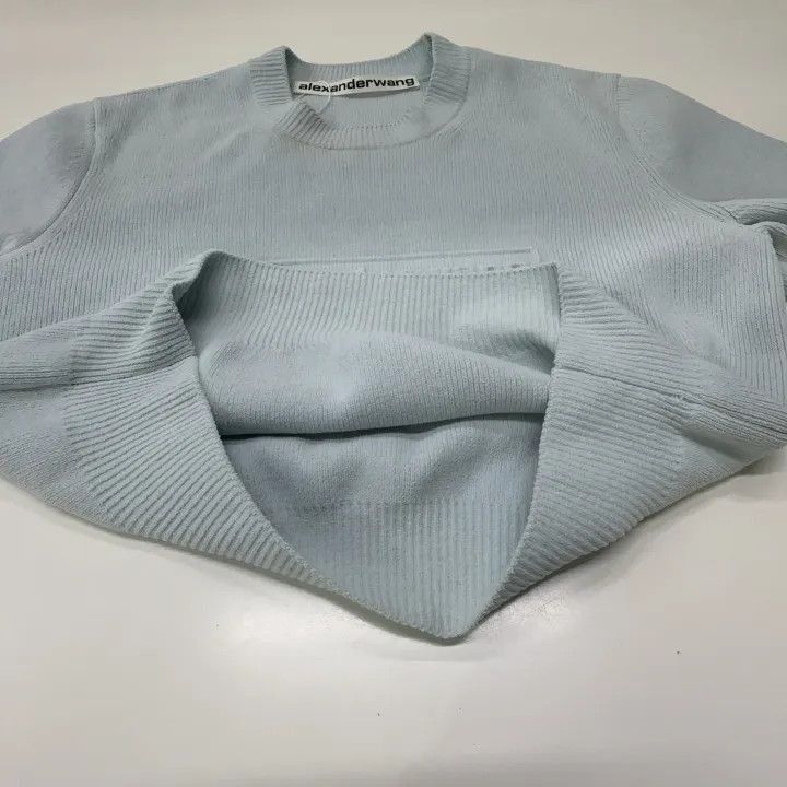 Alexander Wang Alexander Wang Blue Embossed Logo Knit T-Shirt - Size XS / US 0-2 / IT 36-38 - 8 Thumbnail