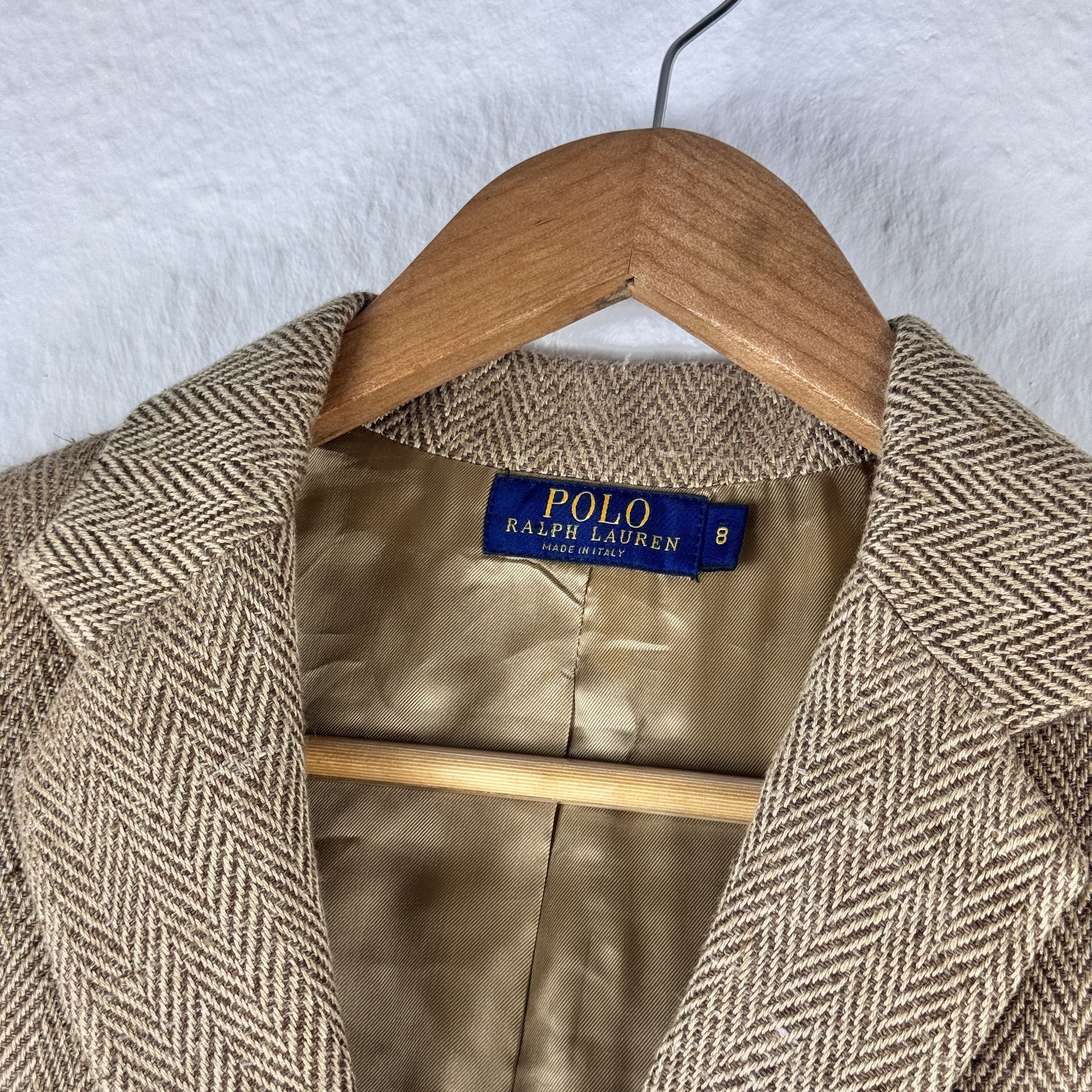 Polo Ralph Lauren Women`s Polo Ralph Lauren Linen Silk Herringbone Blazer Size M / US 6-8 / IT 42-44 - 8 Thumbnail