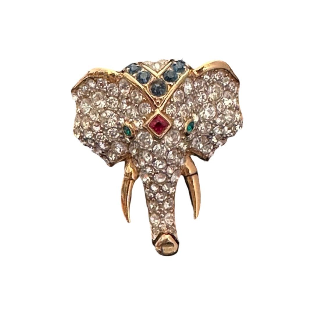 Vintage D’Orlan Crystal Elephant Brooch