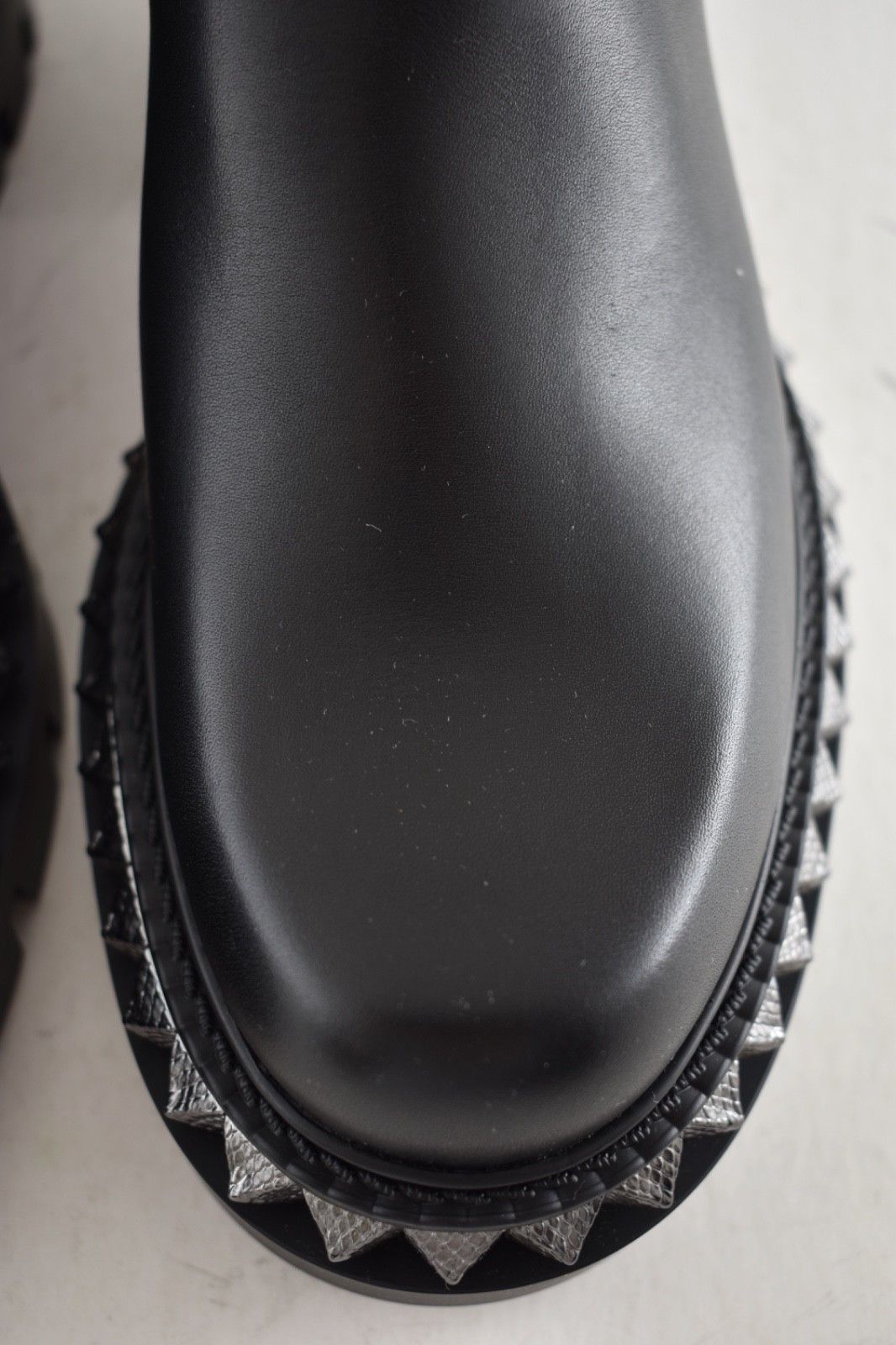 Christian Louboutin St Emilia Pyraclou Flat Black Calf Chelsea Lug Ankle Boot 37 Size US 7 / IT 37 - 11 Thumbnail
