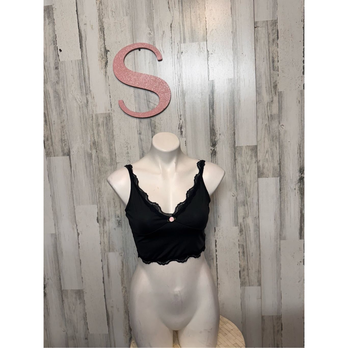 Other Romwe Black Lace Trim Crop Cami Top – Size S (US 4) Size S / US 4 / IT 40 - 1 Thumbnail