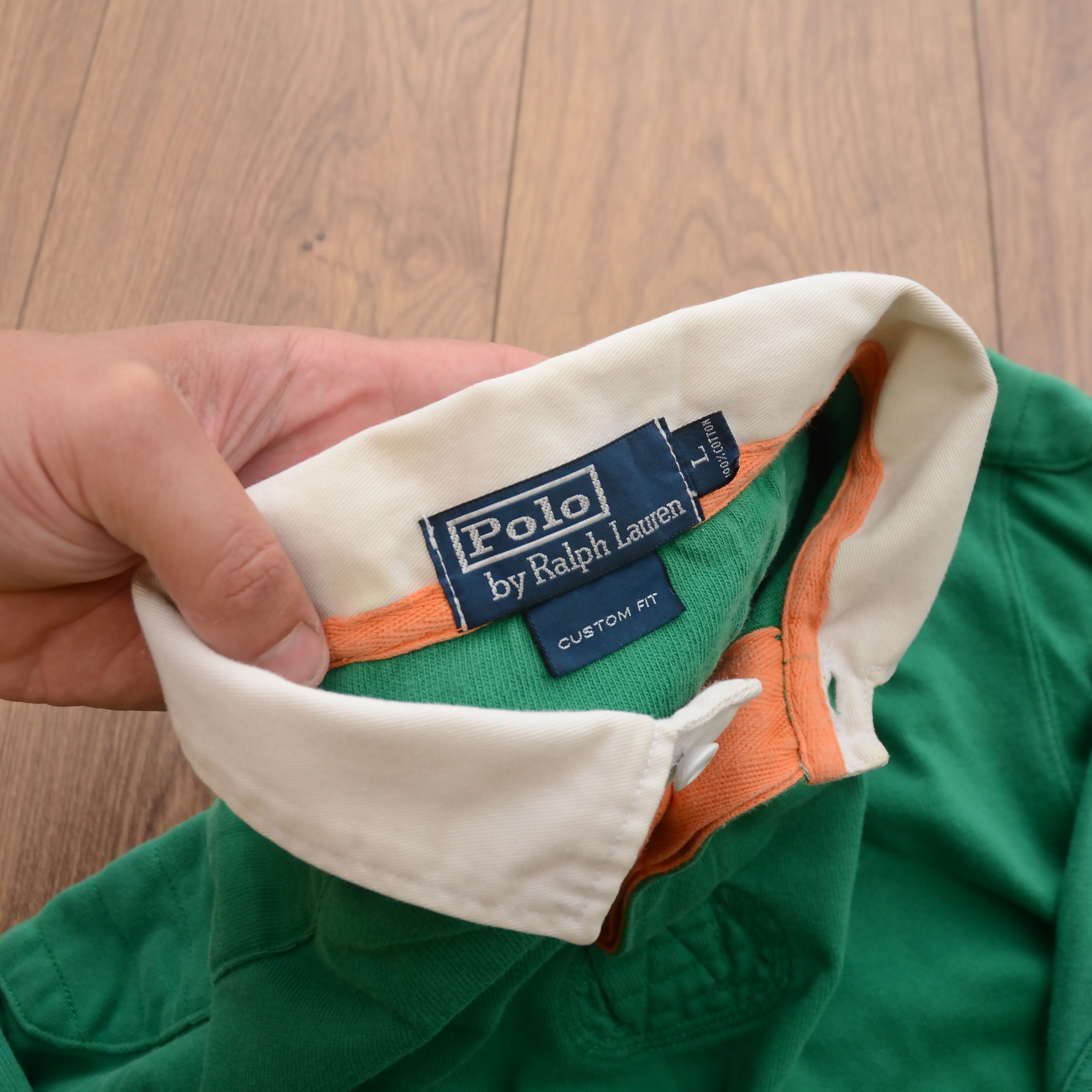 Polo Ralph Lauren Vintage Polo Ralph Lauren Long Sleeve Rugby Shirt Green Rare Size US L / EU 52-54 / 3 - 13 Thumbnail