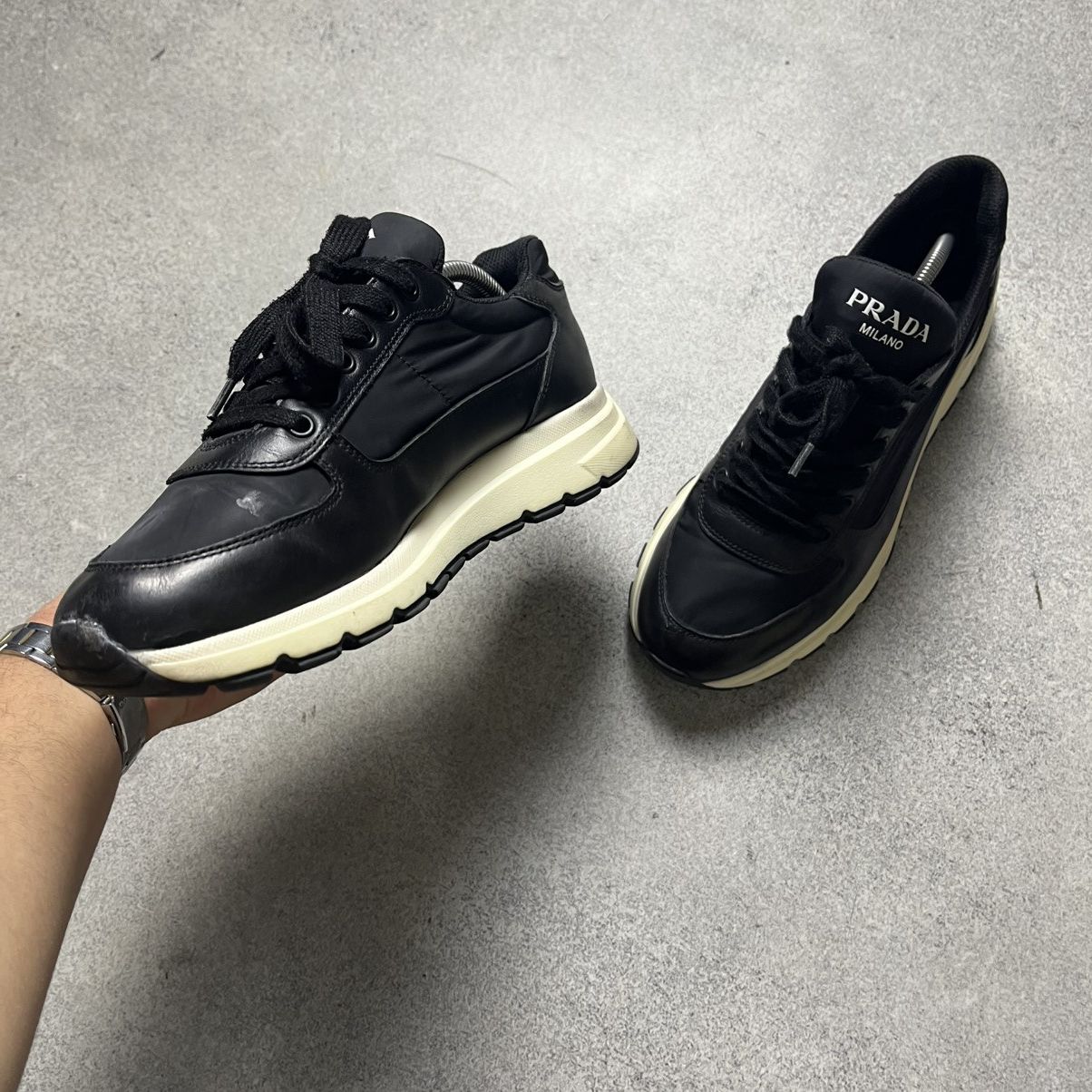 Prada Prada Milano Black Leather Shoes Trainers Prax Size US 7.5 / EU 40-41 - 3 Thumbnail