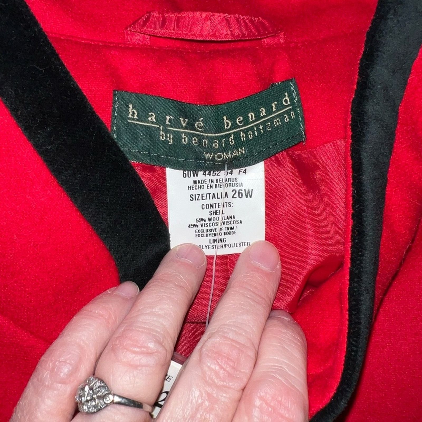 Vintage Fabulous New Vintage 90s Harve’ Benard Velvet Trim Wool Coat Size 4XL / US 24-26 - 8 Thumbnail