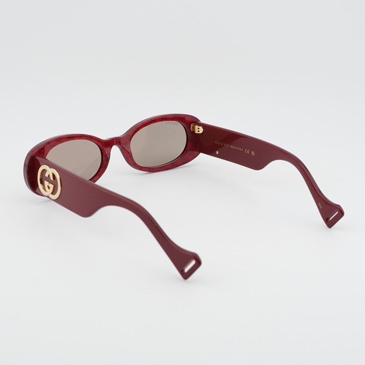 Gucci Gucci GG0517S 009 Sunglasses Burgundy Oval Frame Size ONE SIZE - 3 Thumbnail