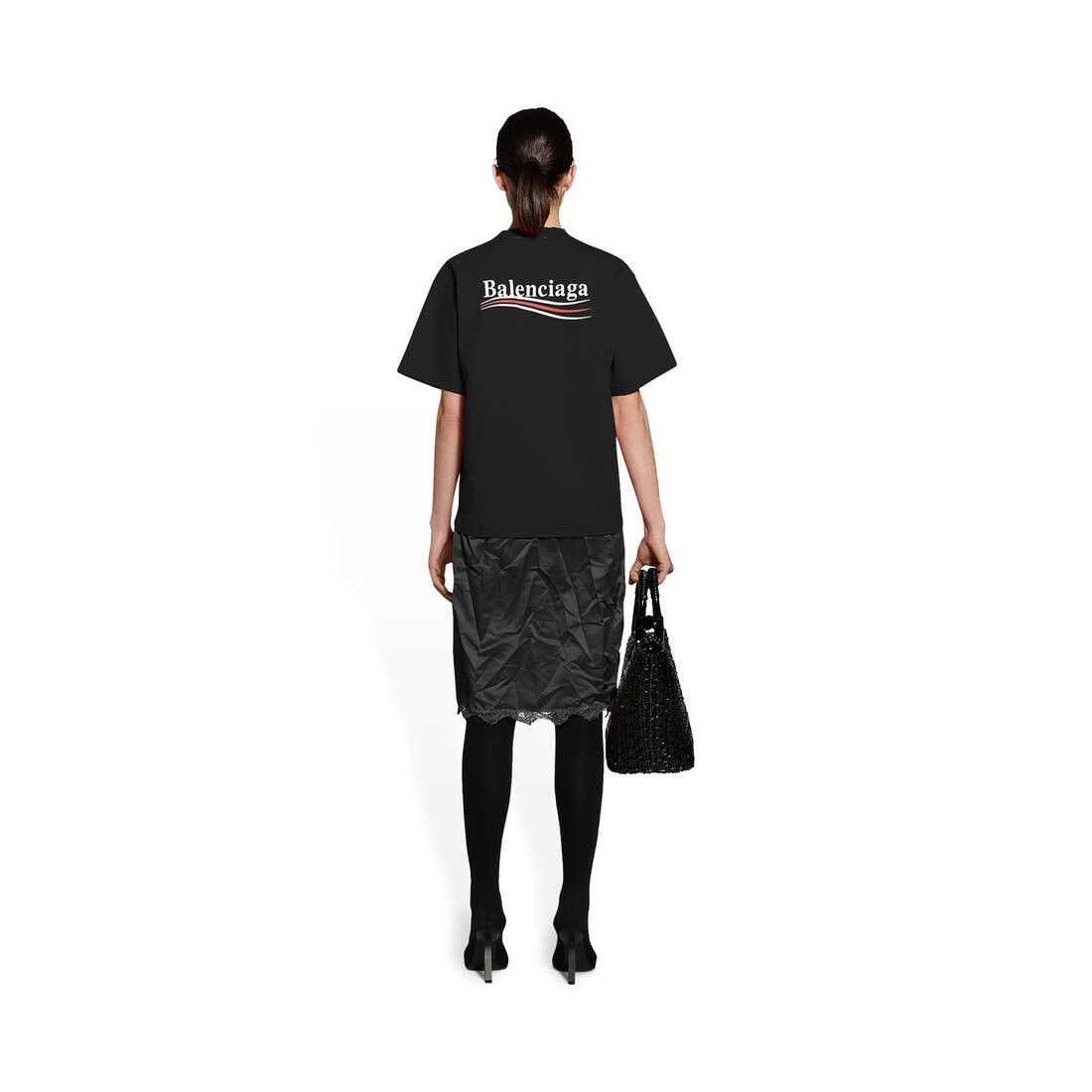 Balenciaga o1la1rc1a0625 Political Campaign Slip Dress T-Shirt in Black Size S / US 4 / IT 40 - 4 Thumbnail