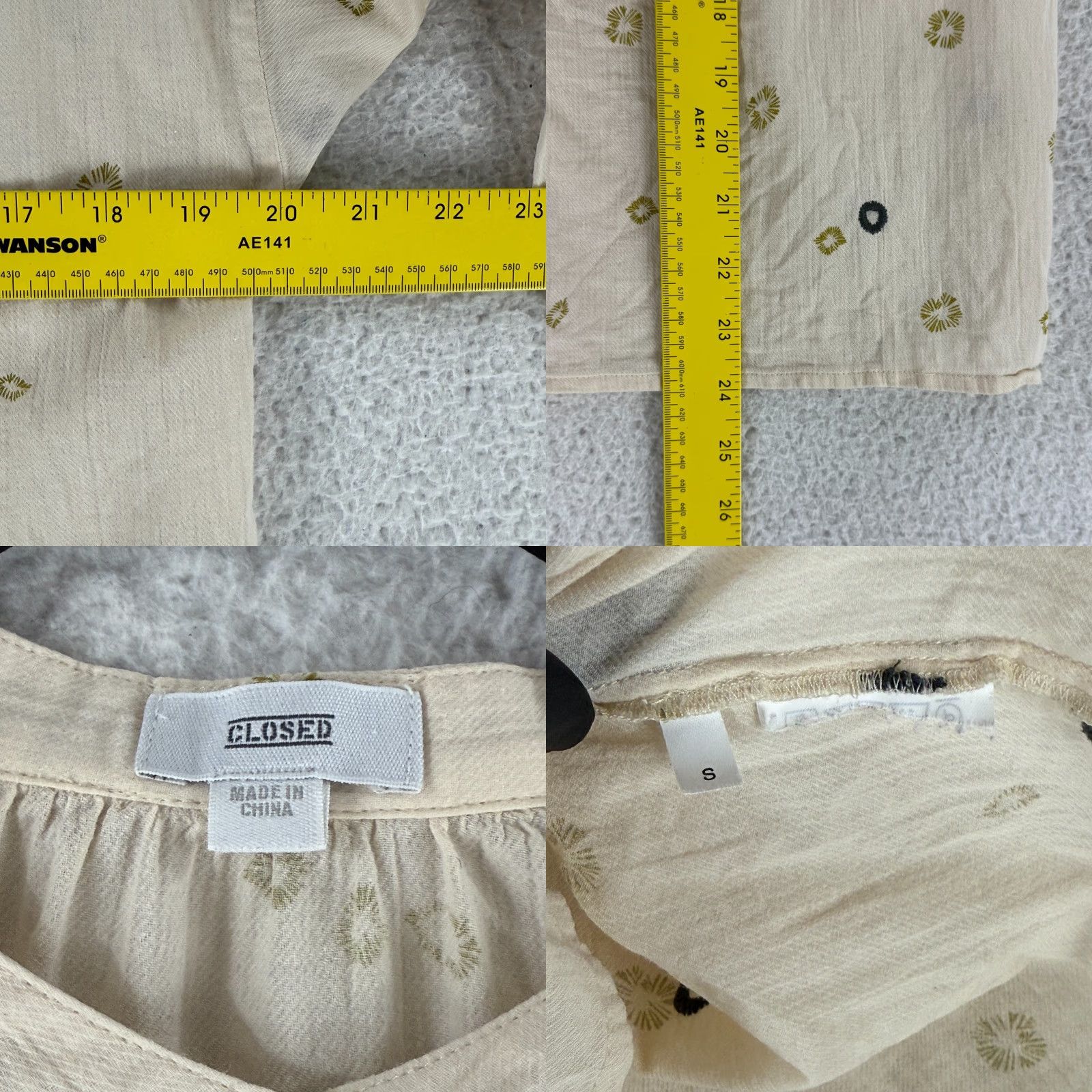 CLOSED Closed Alexia Top Womens Small Ivory Button-Up Long Sleeve 100% Cotton Casual Size S / US 4 / IT 40 - 8 Thumbnail