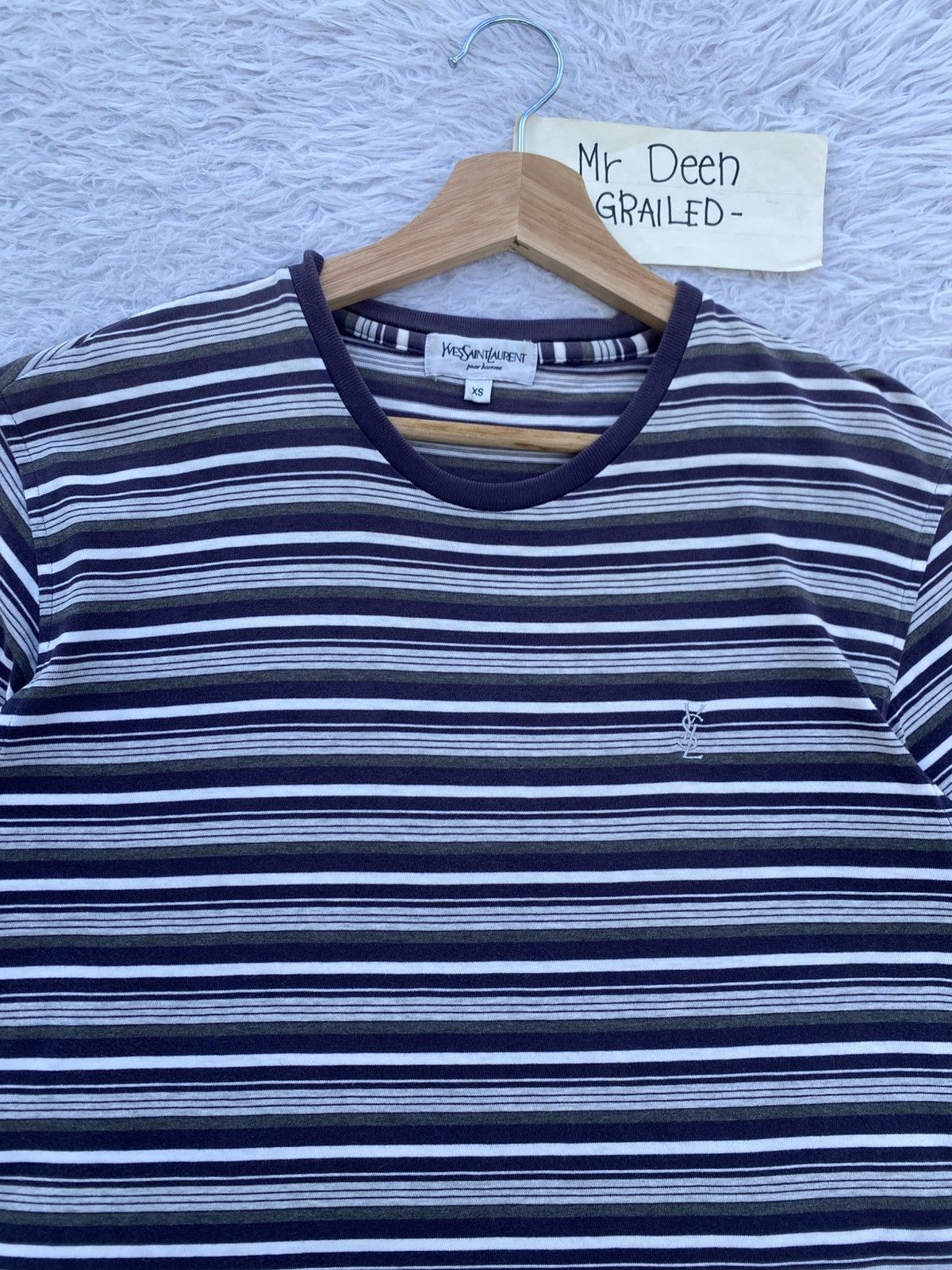 Yves Saint Laurent Rare Vintage YSL Yves Saint Laurent Stripes Tshirt Size US S / EU 44-46 / 1 - 6 Thumbnail