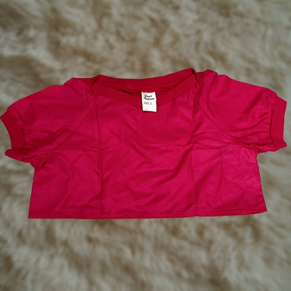 DANCER Dance Fashions Girls Cropped Dance Top Sz S Pink Nylon Short Sleeve Pullover Size US S / EU 44-46 / 1 - 1 Thumbnail