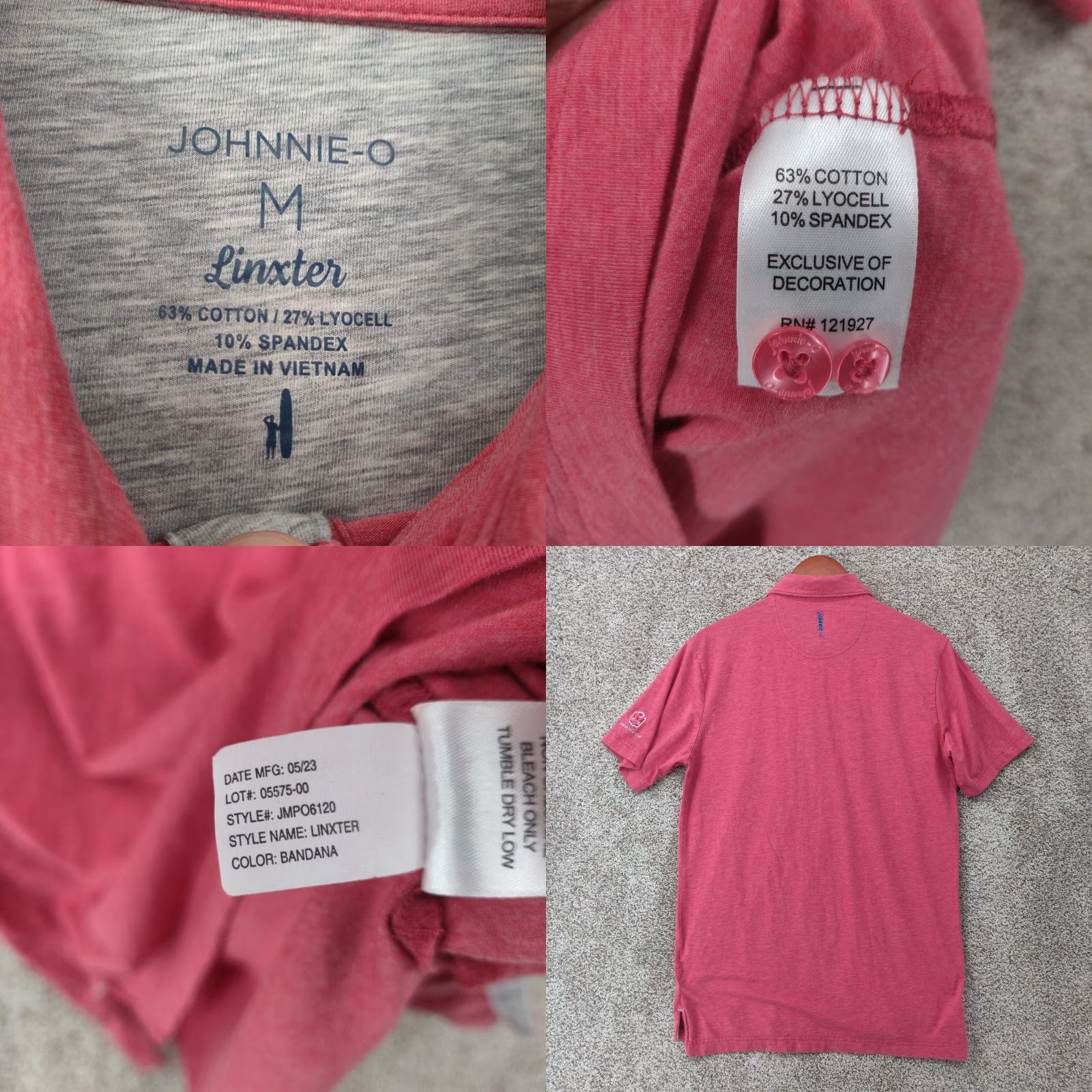 johnnie-O johnnie-O Polo Shirt Mens M Red Linxter Short Sleeve Logo Golf Size US M / EU 48-50 / 2 - 8 Thumbnail