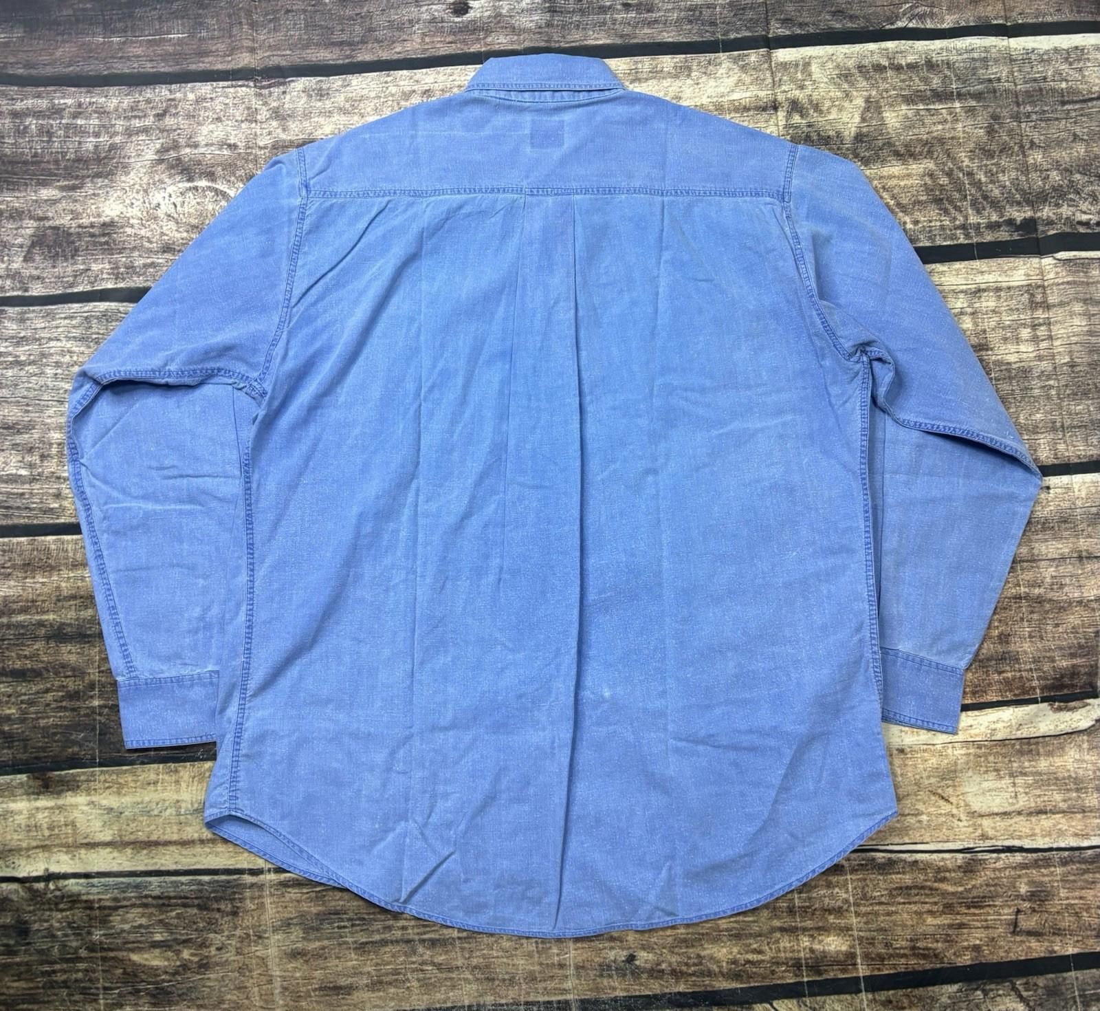 Saks Fifth Avenue 90s Saks Fifth Avenue Real Clothes Shirt Men XL Denim Poplin Size US XL / EU 56 / 4 - 3 Thumbnail