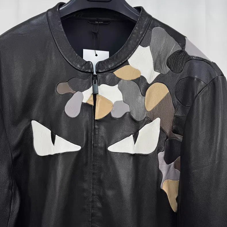 Fendi Fendi Little Monster Lamb Leather Zip-Up Jacket Size US L / EU 52-54 / 3 - 3 Thumbnail