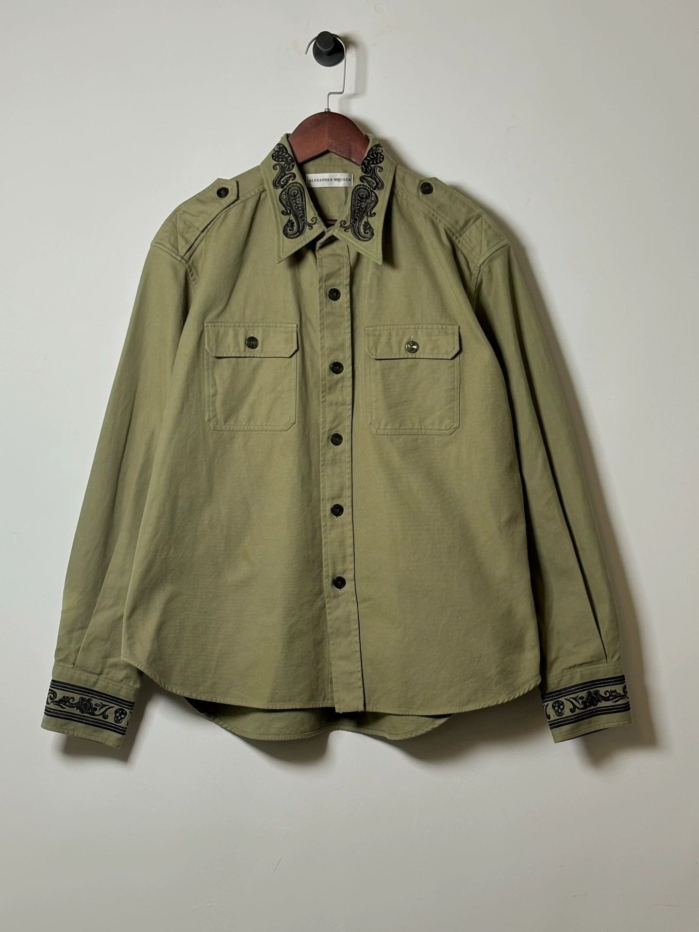 Alexander McQueen Green Long-Sleeve Button-Up Shirt XL Size US XL / EU 56 / 4 - 3 Thumbnail