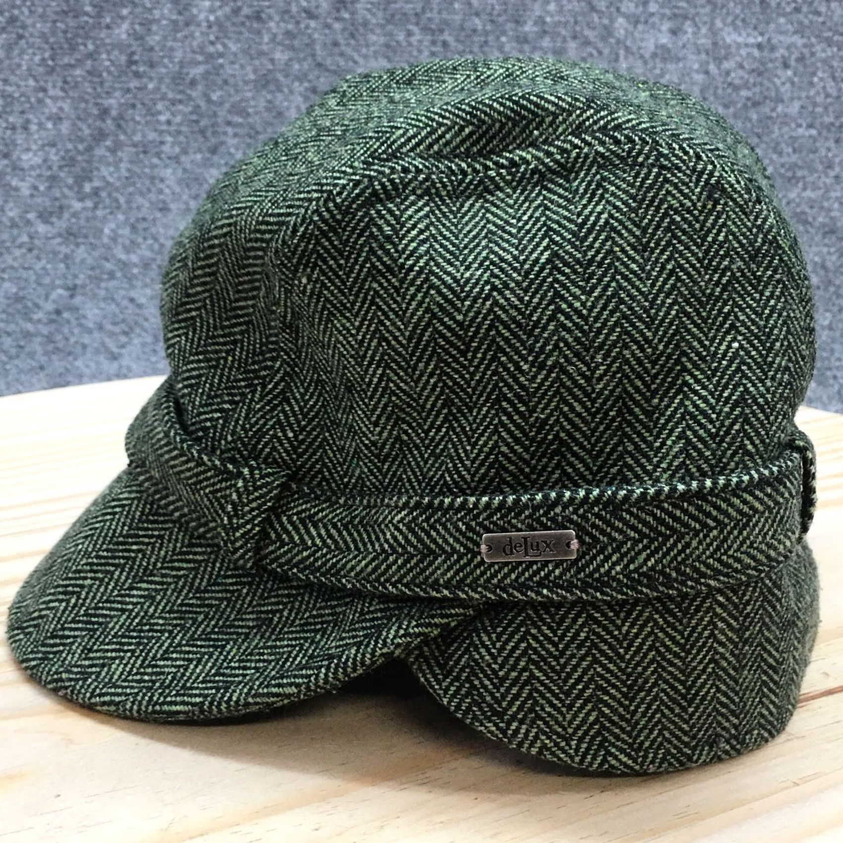 Vintage DeLux Army Cap Mens Womens Green M-L Fitted Buckle Curved Brim Polyester Blend Size ONE SIZE - 4 Thumbnail