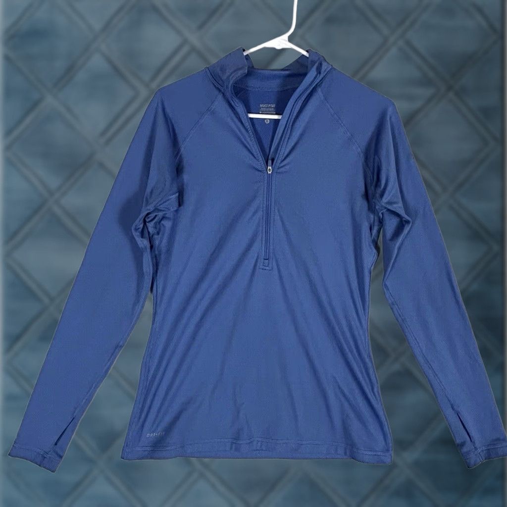Nike Nike Pro Womens Pullover 1/2 Zip Mock Neck Dri-Fit Long Sleeve Size M Blue Size M / US 6-8 / IT 42-44 - 1 Thumbnail