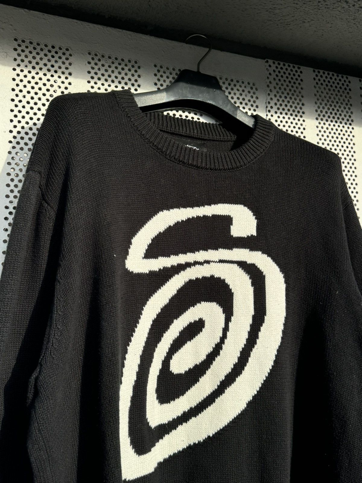 Japanese Brand × Stussy Stussy Knit Sweater Black Big Logo Men’s Size XL Size US XL / EU 56 / 4 - 2 Thumbnail