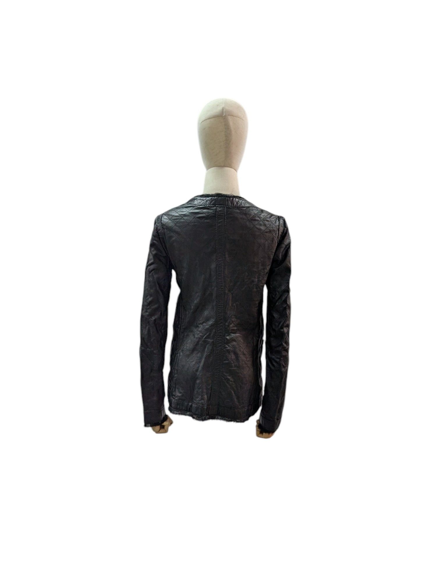 Dolce & Gabbana Black Quilted Leather Jacket With Raw Lace Trimmings Size S / US 4 / IT 40 - 2 Thumbnail