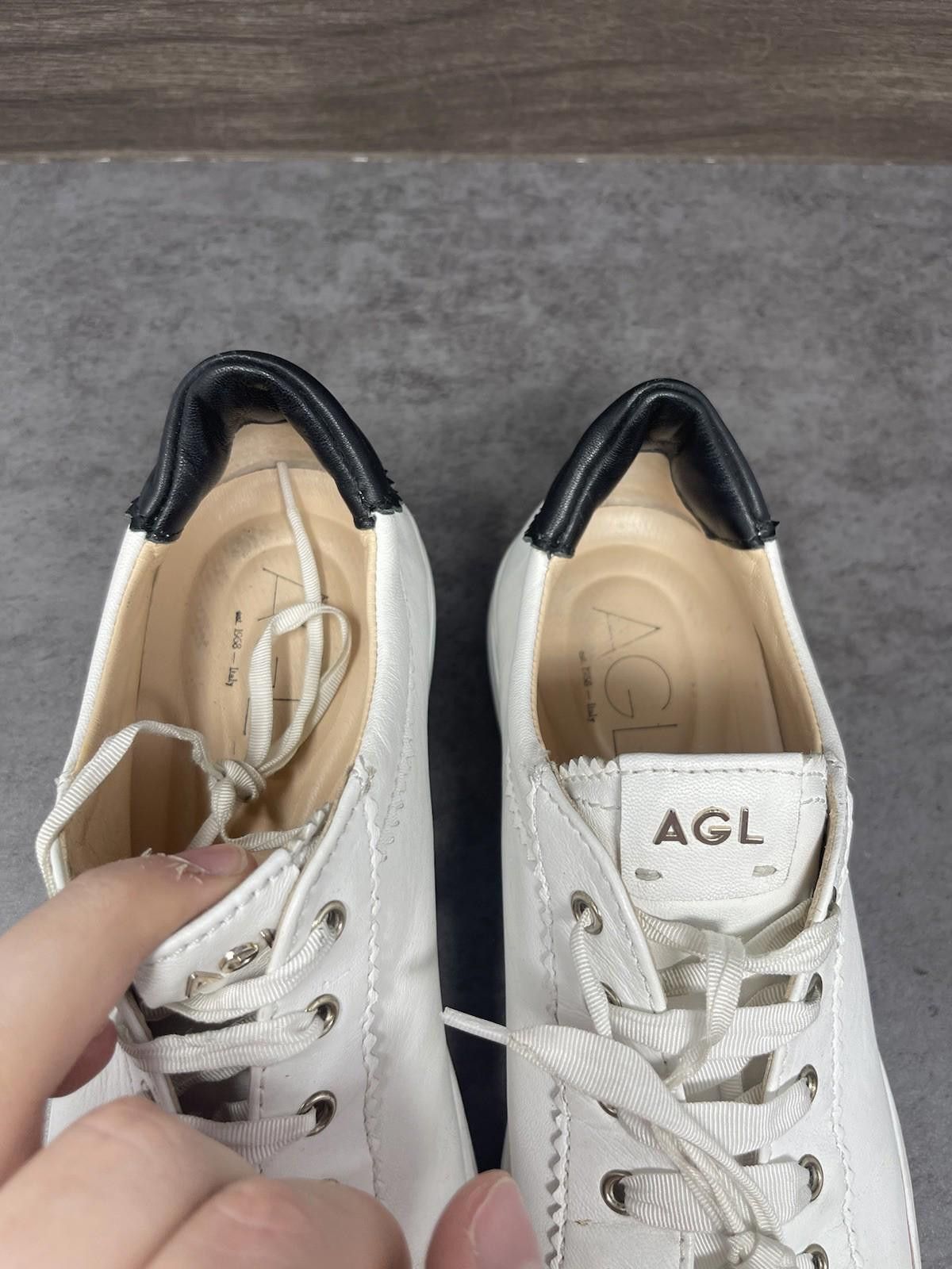 AGLINI AGL Sade Shoes Womens Size 9 (39.5) White Leather Sneakers Size US 9 / IT 39 - 9 Thumbnail