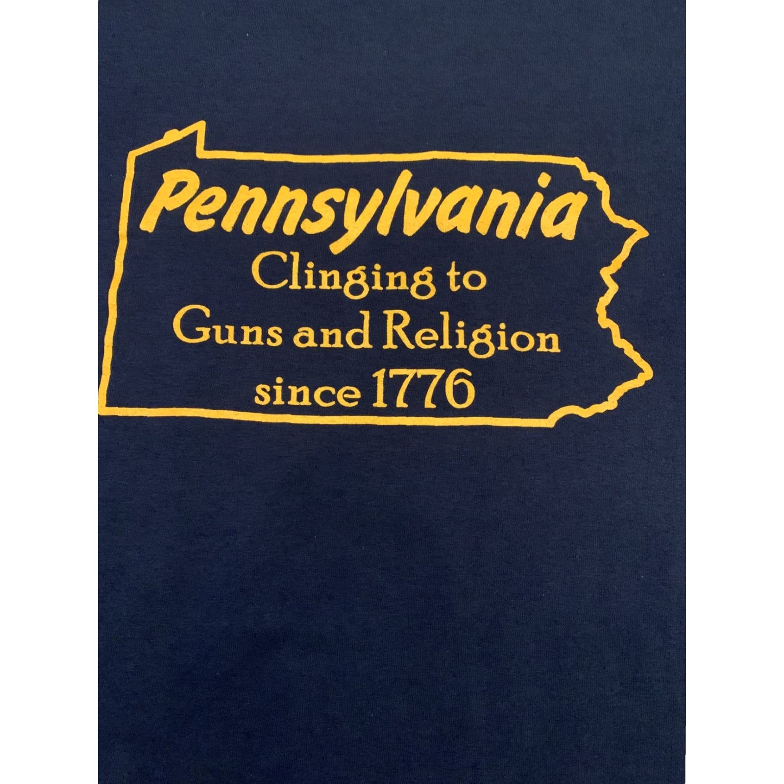 Gildan GILDAN Pennsylvania Clinging to Guns and Religion T-Shirt Adult Large Blue Mens Size US L / EU 52-54 / 3 - 2 Thumbnail