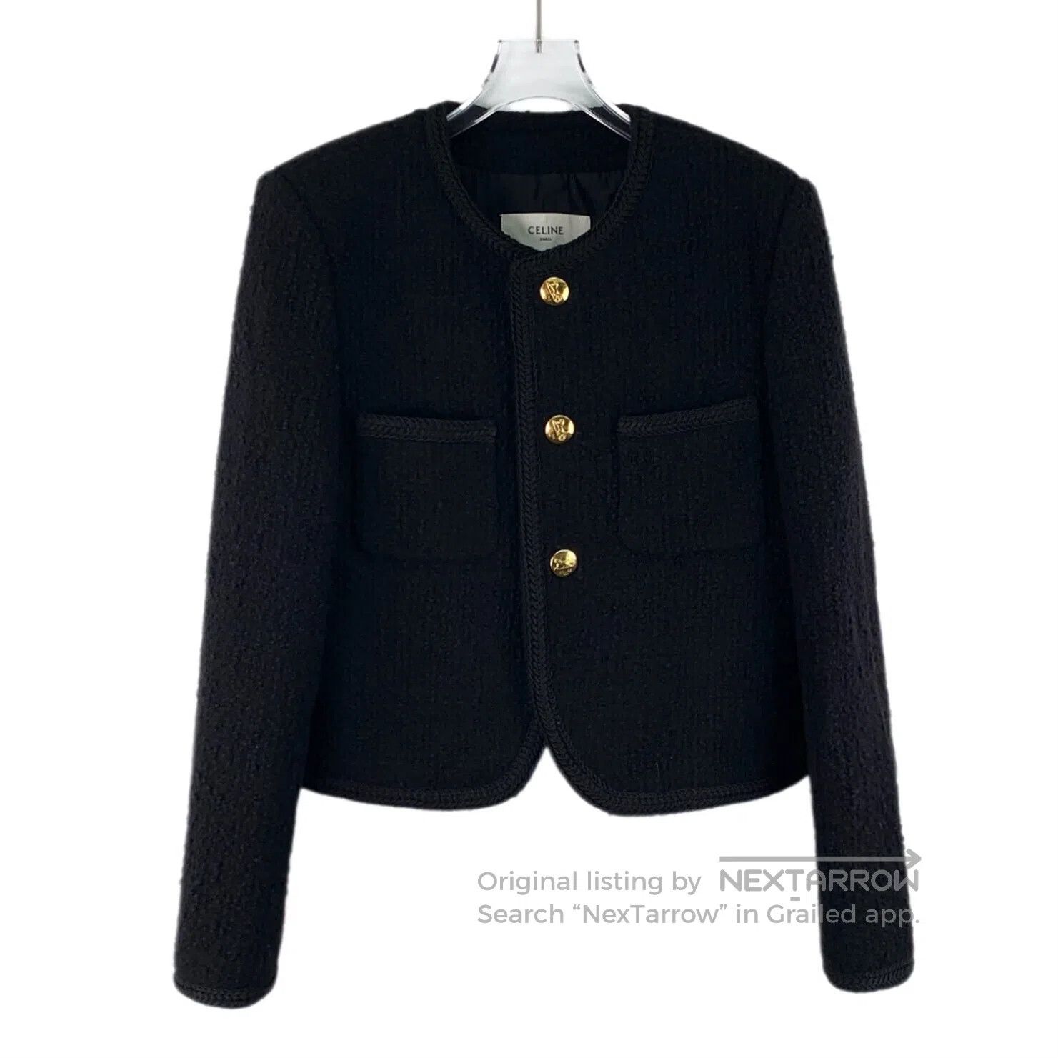 Celine CELINE Black Wool Crew Neck Single Breasted Long Sleeve Wo Size M / US 6-8 / IT 42-44 - 1 Thumbnail