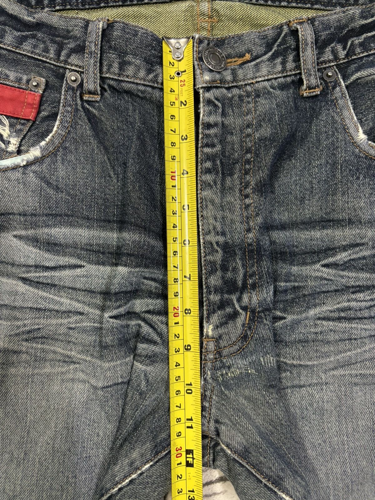 Japanese Brand Vintage Amore Puro American Classic Whiskers Ripped Jeans Size US 33 - 18 Thumbnail