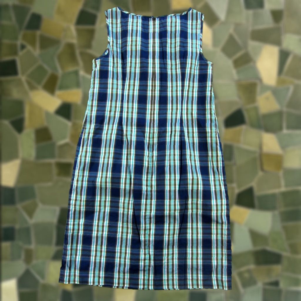 Talbots Talbots Cotton Plaid Ruffle Sleeveless Tank Dress 6P Blue White Green Pattern Shift Dress Women Petite 6P Size M / US 6-8 / IT 42-44 - 1 Thumbnail