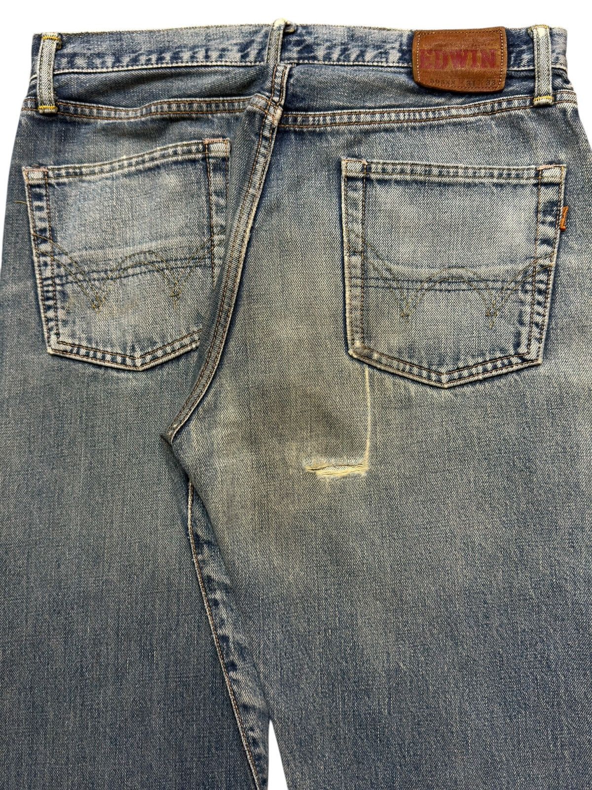 Vintage 90s Edwin 505xx Selvedge Blue Faded Wash Distressed