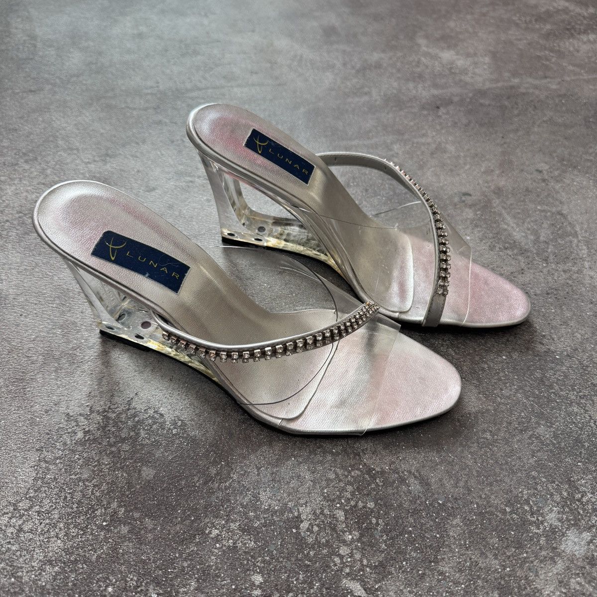 Hysteric Glamour Y2K Glamour 2000’s Clear Transparent Rhinestone Wedge Heels Size US 8 / IT 38 - 6 Thumbnail