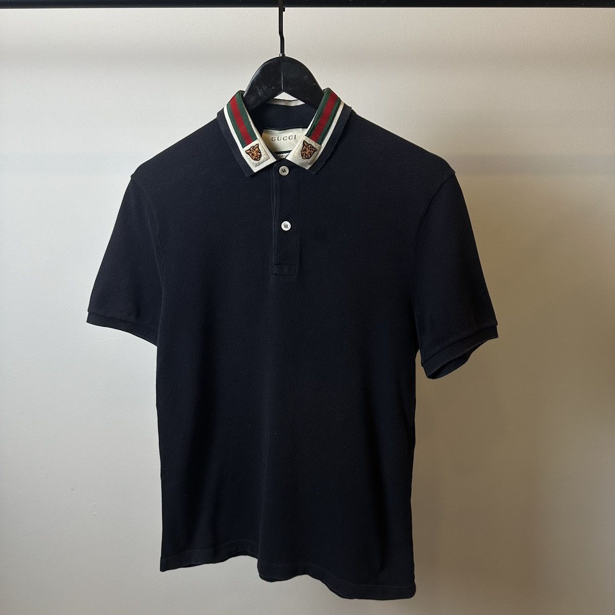 image of Gucci “Tiger Logo” Polo Shirt in Black, Men's (Size Small)