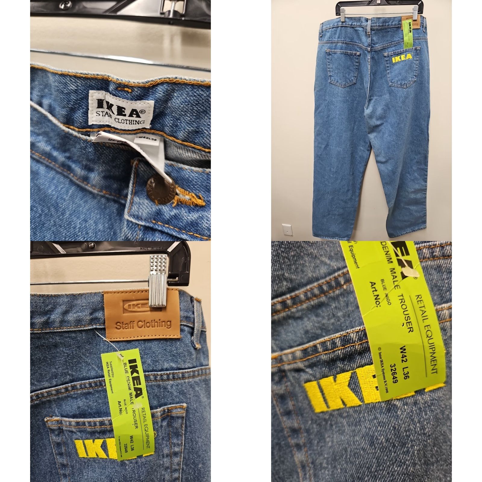 Ikea VINTAGE Ikea Jeans Mens 42x36 Denim 90s Work Straight Size US 42 / EU 58 - 8 Thumbnail