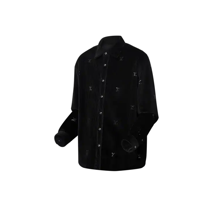 Louis Vuitton Long-Sleeved LV Blason Embellished Corduroy Shirt Size US L / EU 52-54 / 3 - 2 Thumbnail