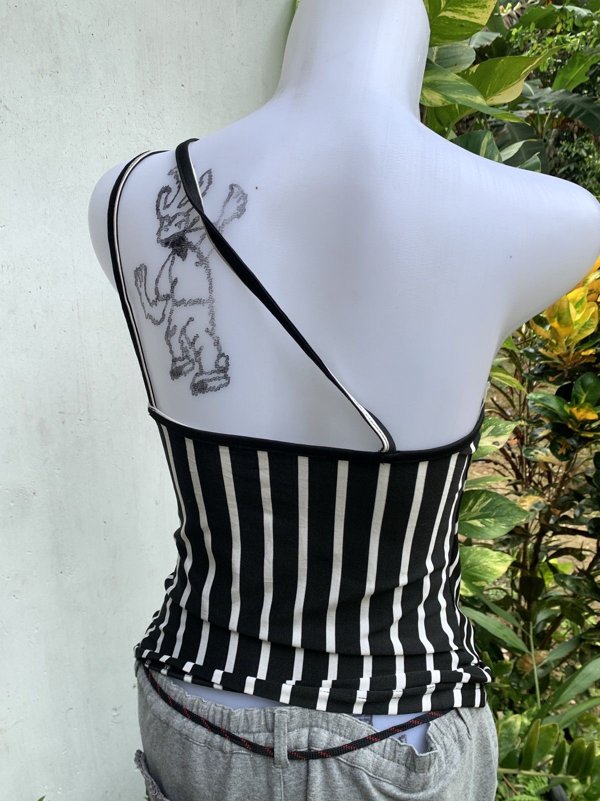 Custommade y2k Unknown Pin Stripes One Shoulder Asymmetrical Tanktop Size S / US 4 / IT 40 - 3 Thumbnail