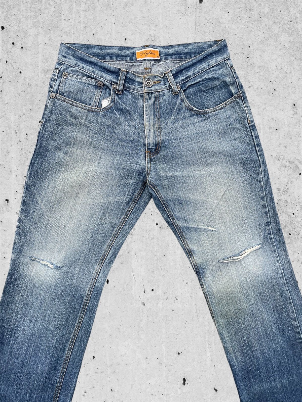 Japanese Brand 🔥 Nylaus Distressed Denim Streetwear W32🔥 Size US 32 / EU 48 - 3 Thumbnail