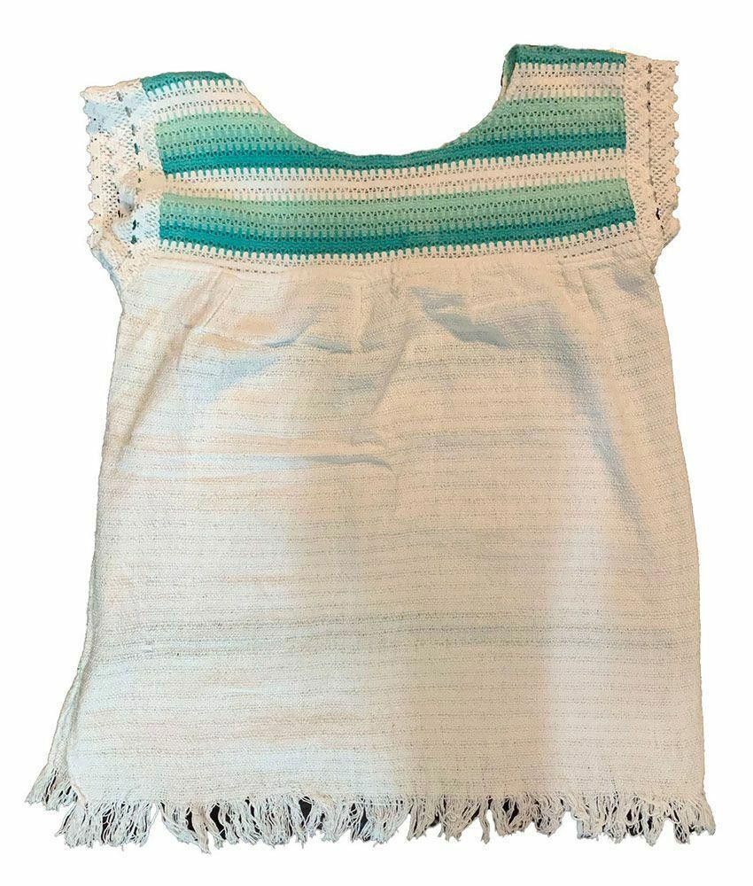Designer Mexican Used White Loom Blouse L Size L / US 10 / IT 46 - 4 Thumbnail