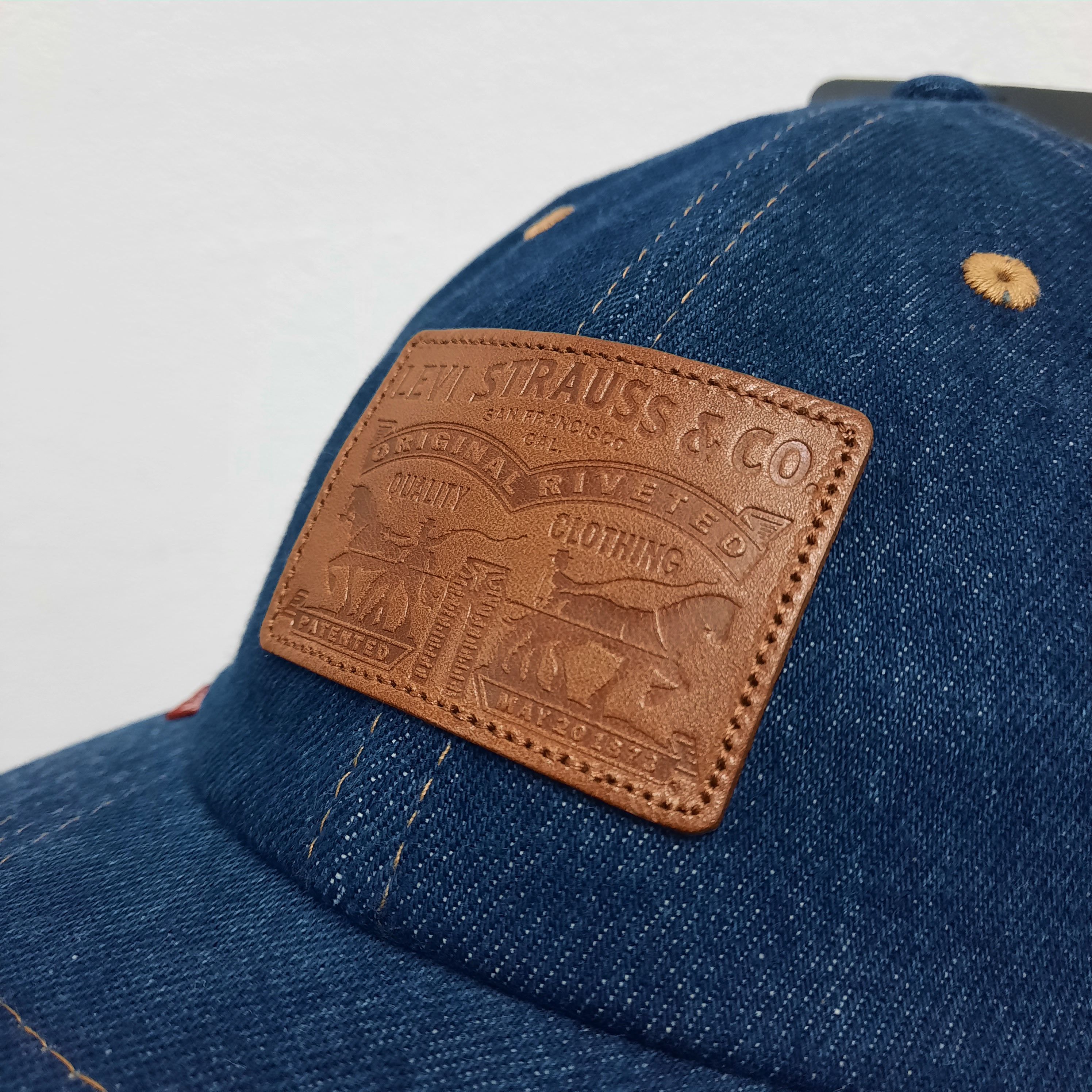 Levi's 💥 Levis lvc reproduction leather patch indigo denim cap Size ONE SIZE - 4 Thumbnail