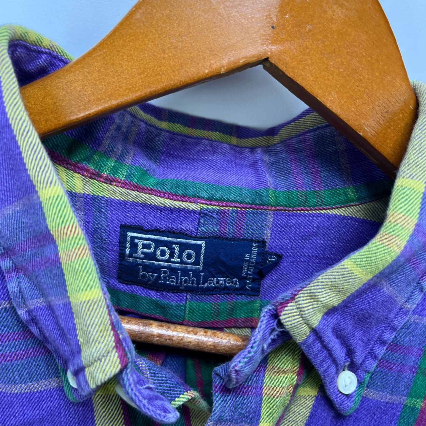 Polo Ralph Lauren VINTAGE Polo Ralph Lauren Shirt Plaid Purple Button-Up Long Sleeve XL Men’s 90s Size US XL / EU 56 / 4 - 4 Thumbnail